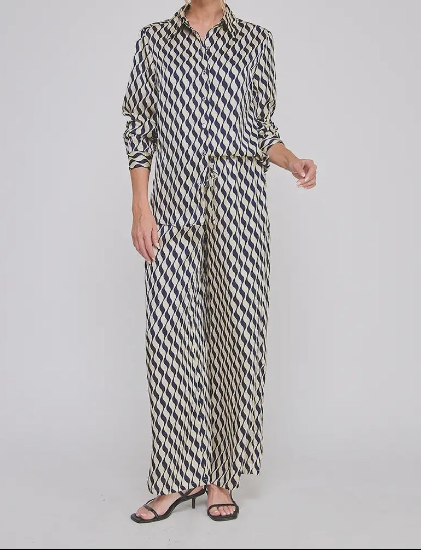 Corbin Navy Print Top