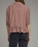Roxie Maroon Gingham Top