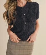 Heather Fuzzy Black Sweater