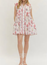 Janet Print Flutter Sleeve Mini Dress