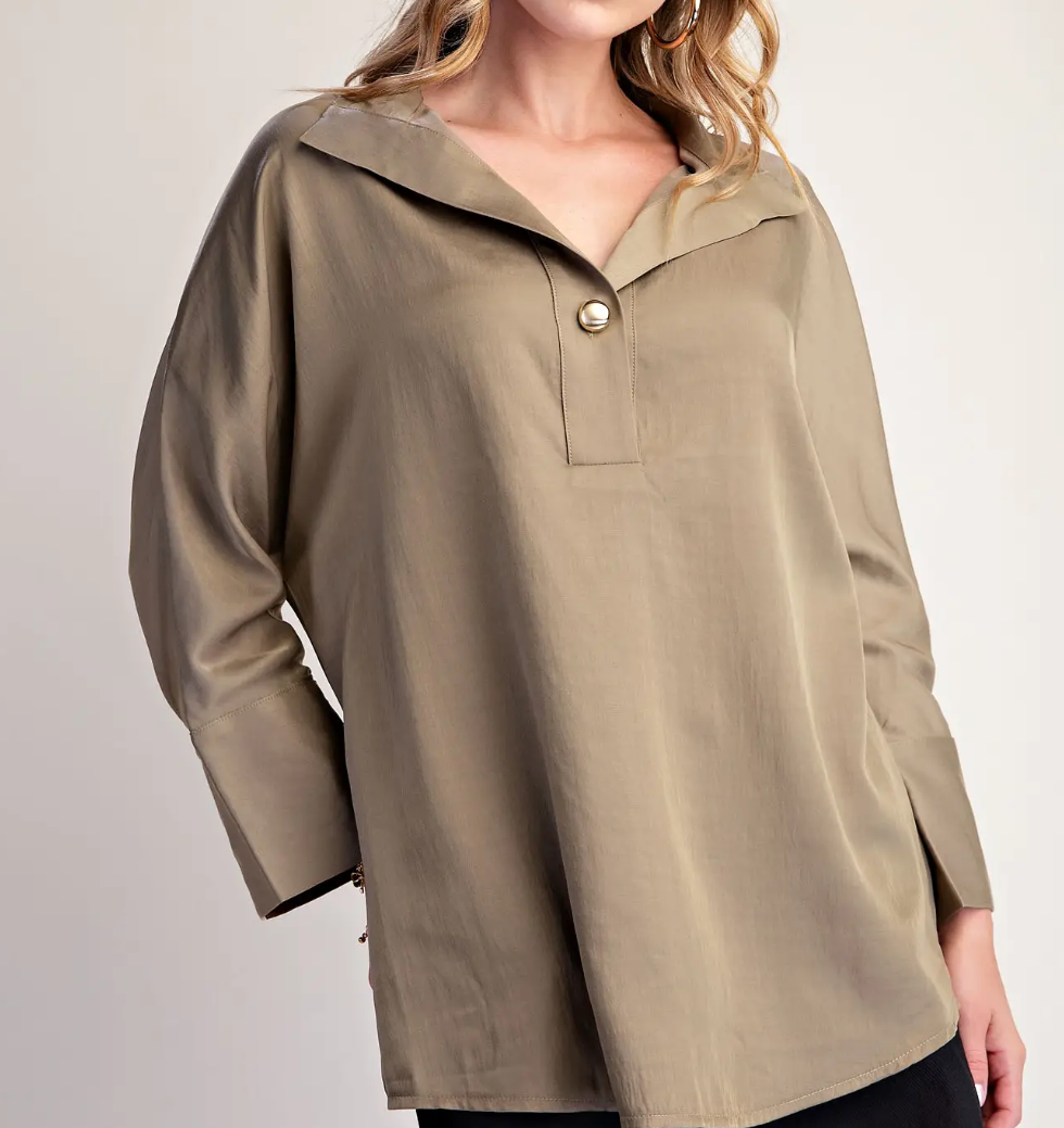 Tori Stand Neck Button Sleeve Shirt