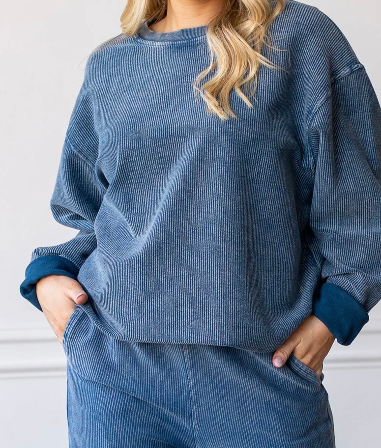 Hello Fall Ribbed Sweatshirts