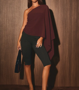 Alex Asymmetric Brown Chiffon Cape