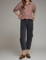 Roxie Maroon Gingham Top