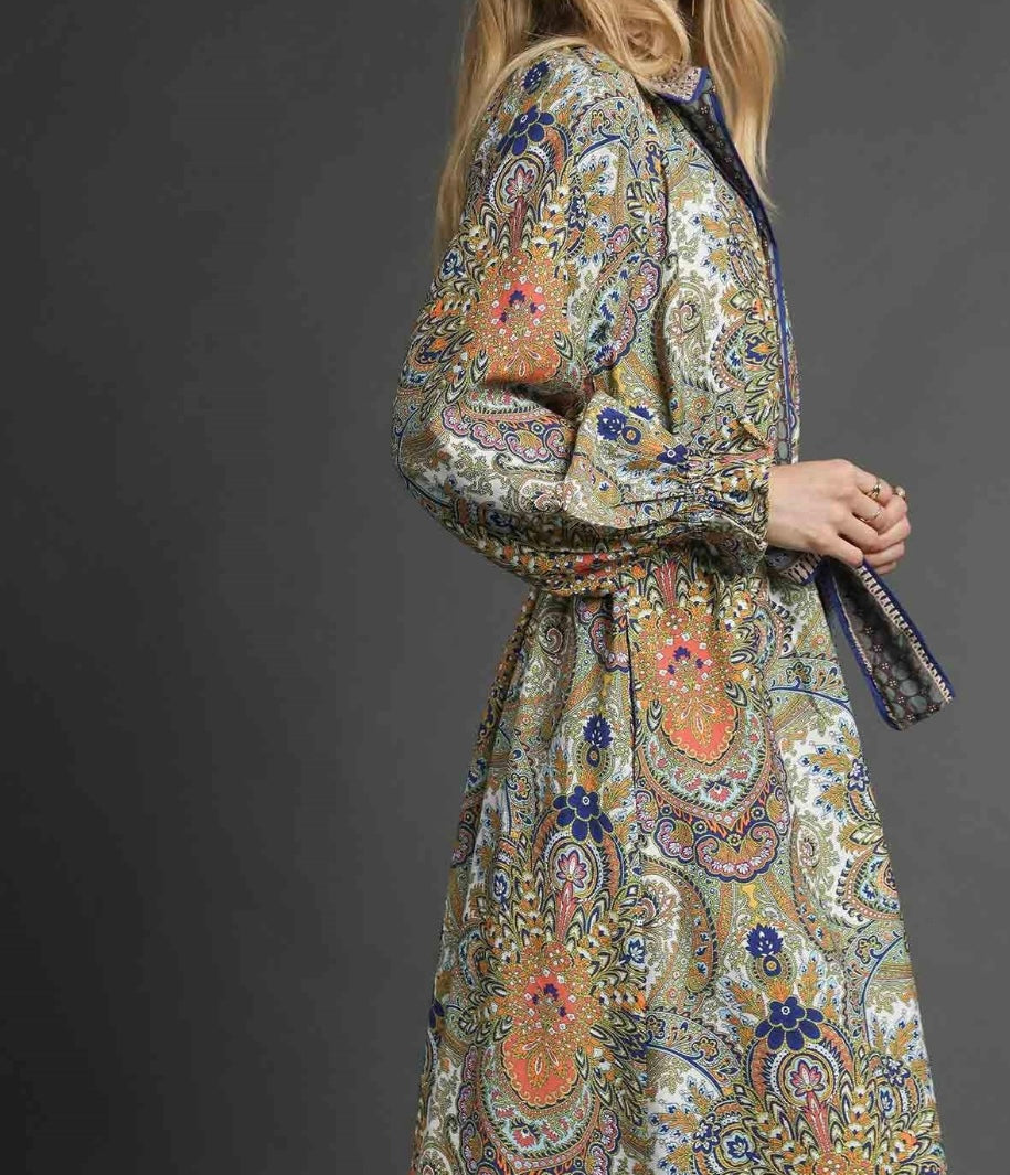 Ellie Paisley Mixed Print Midi Dress