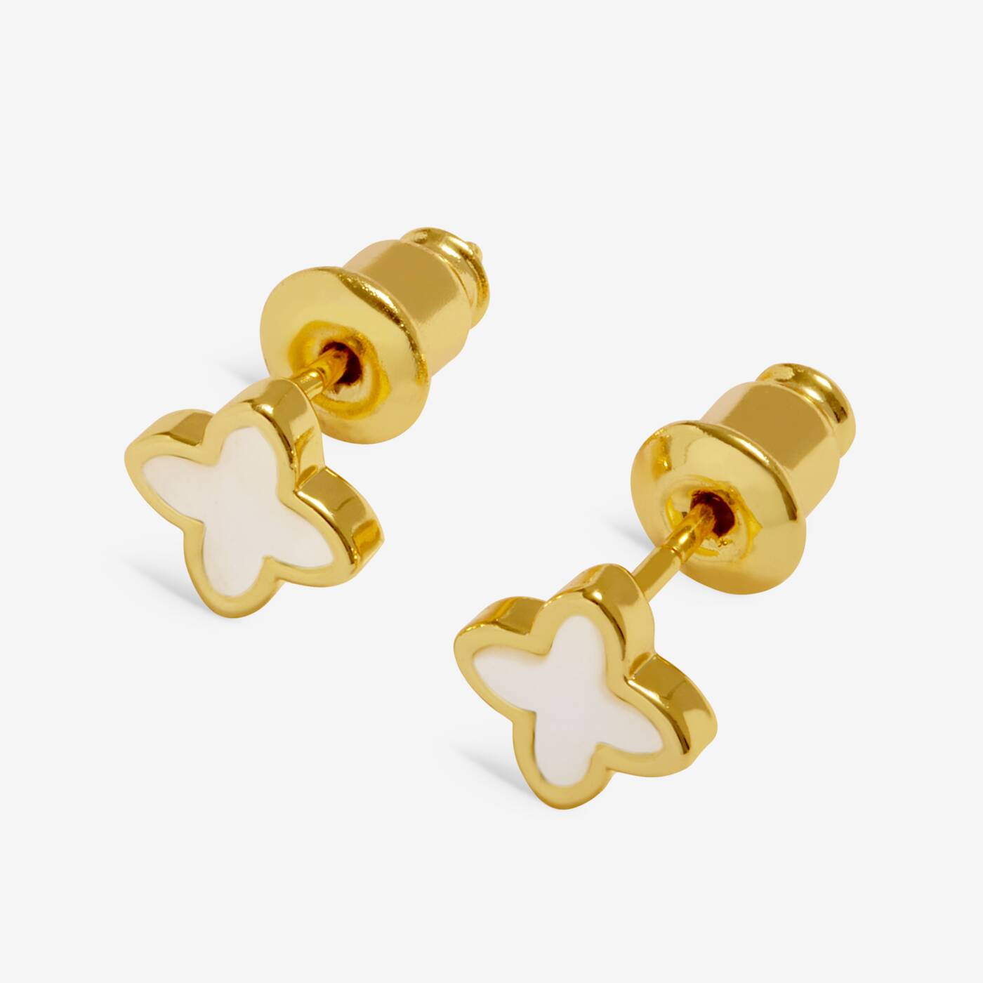 A Littles & Co Mother Of Pearl Clover Stud Earrings
