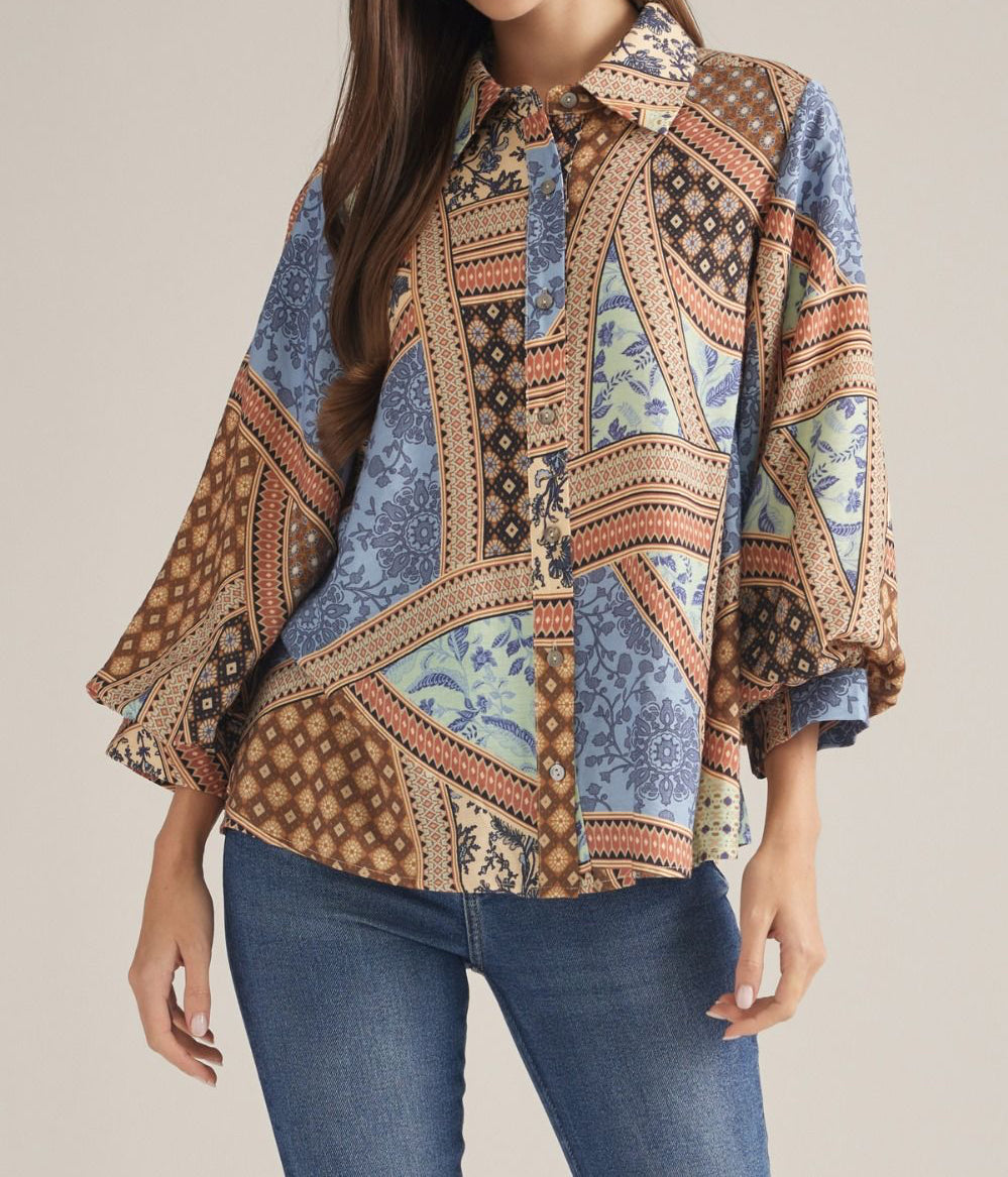 Chloe Patchwork Print Blouse