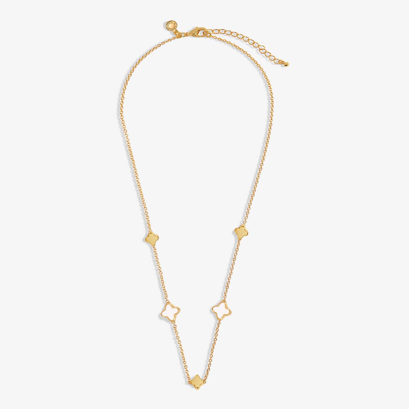 A Littles & Co Mother Of Pearl Clover Necklace In Gold-Tone Plating