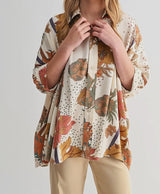 Irene Ivory Flower Print Oversized Top