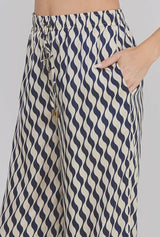 Corbin Navy Print Satin Pant