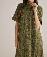 Kambri Olive Print Midi Dress