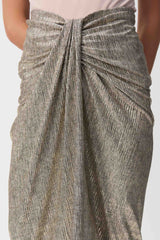 JR Foiled Knit Draped Pencil Skirt