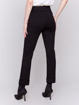 Black Rolled Cuff Pants W/ Pockets