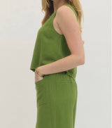 Matcha Green Woven Top