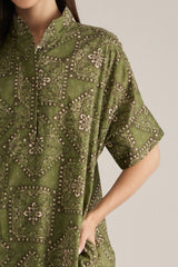 Kambri Olive Print Midi Dress