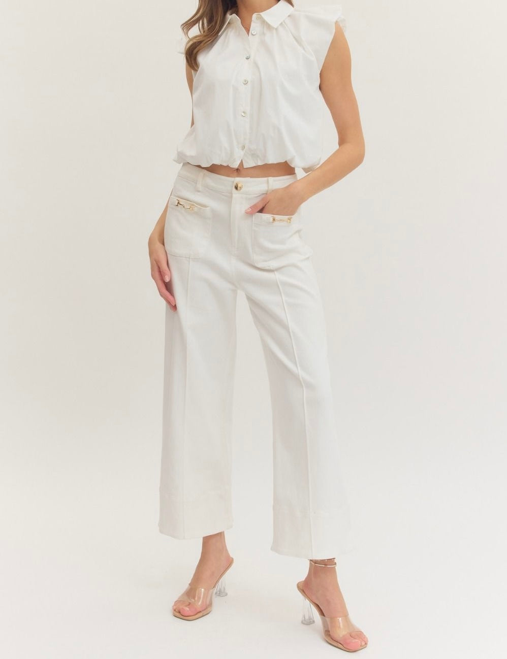 Rickie Wide Leg Pant With Horsebit Detail