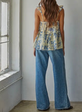 Emily Lemon And Blue Floral Top