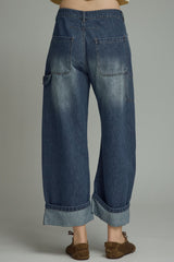 Evie Wide Leg Cuffed Hem Jeans