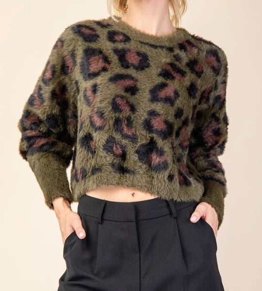 Lindsey Olive Leopard Sweater