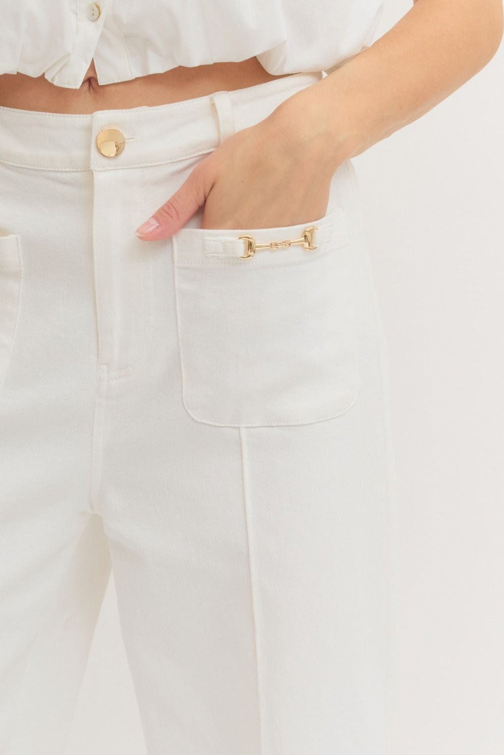 Rickie Wide Leg Pant With Horsebit Detail