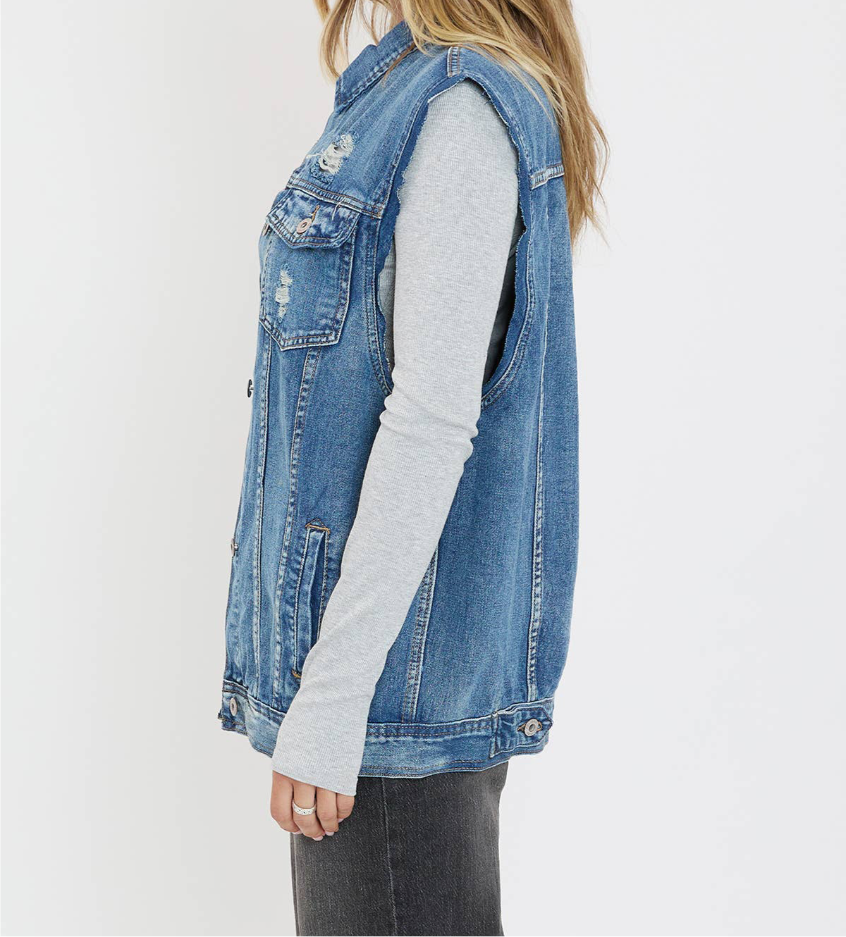 Beau Boyfriend Fit Denim Vest