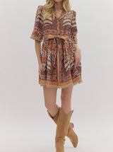 Elizabeth Print Mini Dress