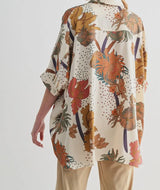 Irene Ivory Flower Print Oversized Top