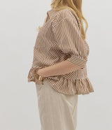 Rikki Stripe Ruffle Hem Bottom