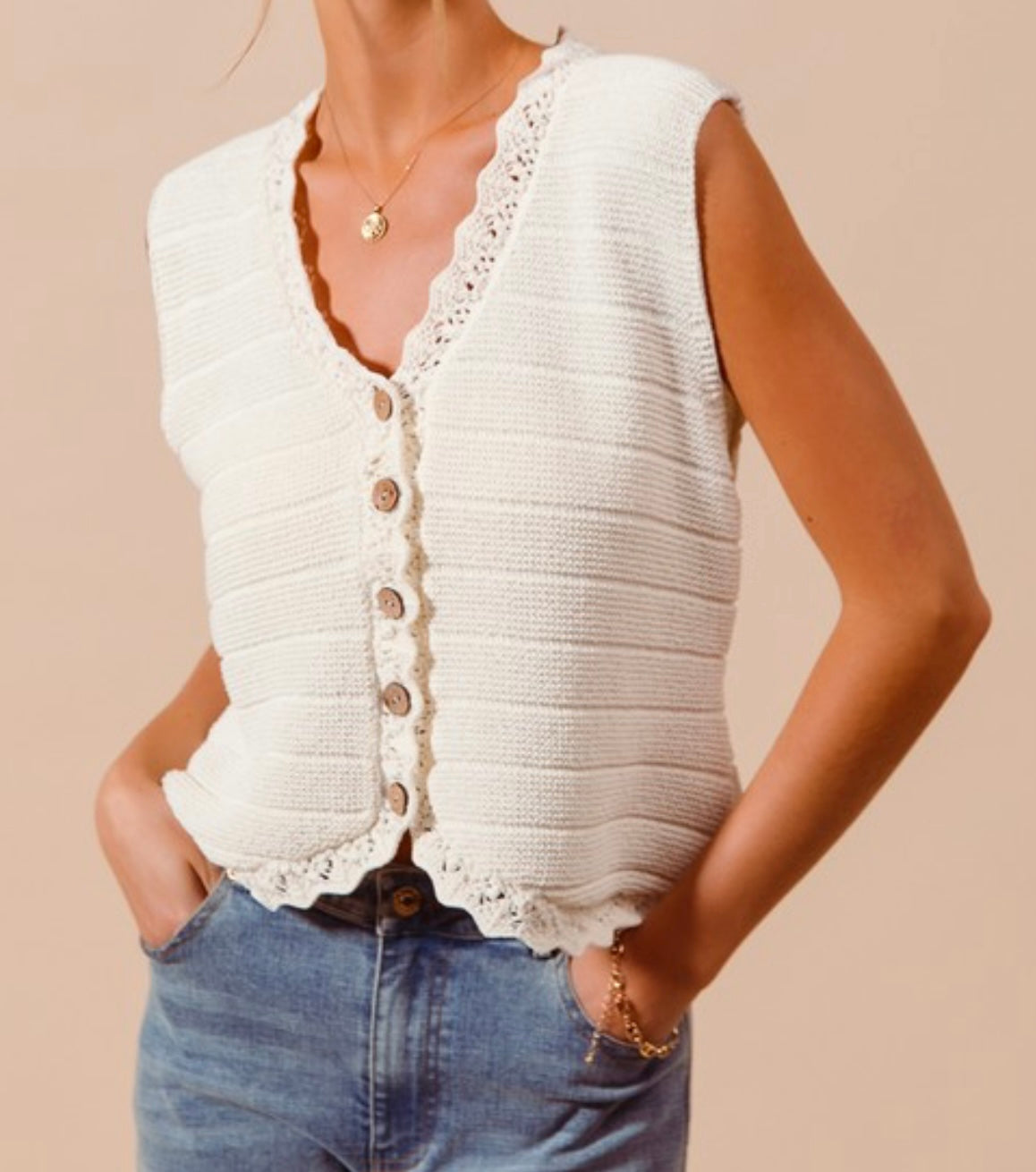 Beau Button Sweater Vest