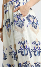 Blake Navy Print Wide Leg Pant