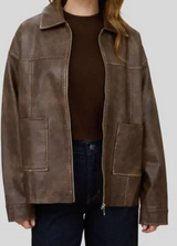 Dustee Washed Faux Leather Jacket