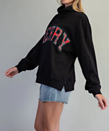 Plaid Merry Mock Neck Pullover