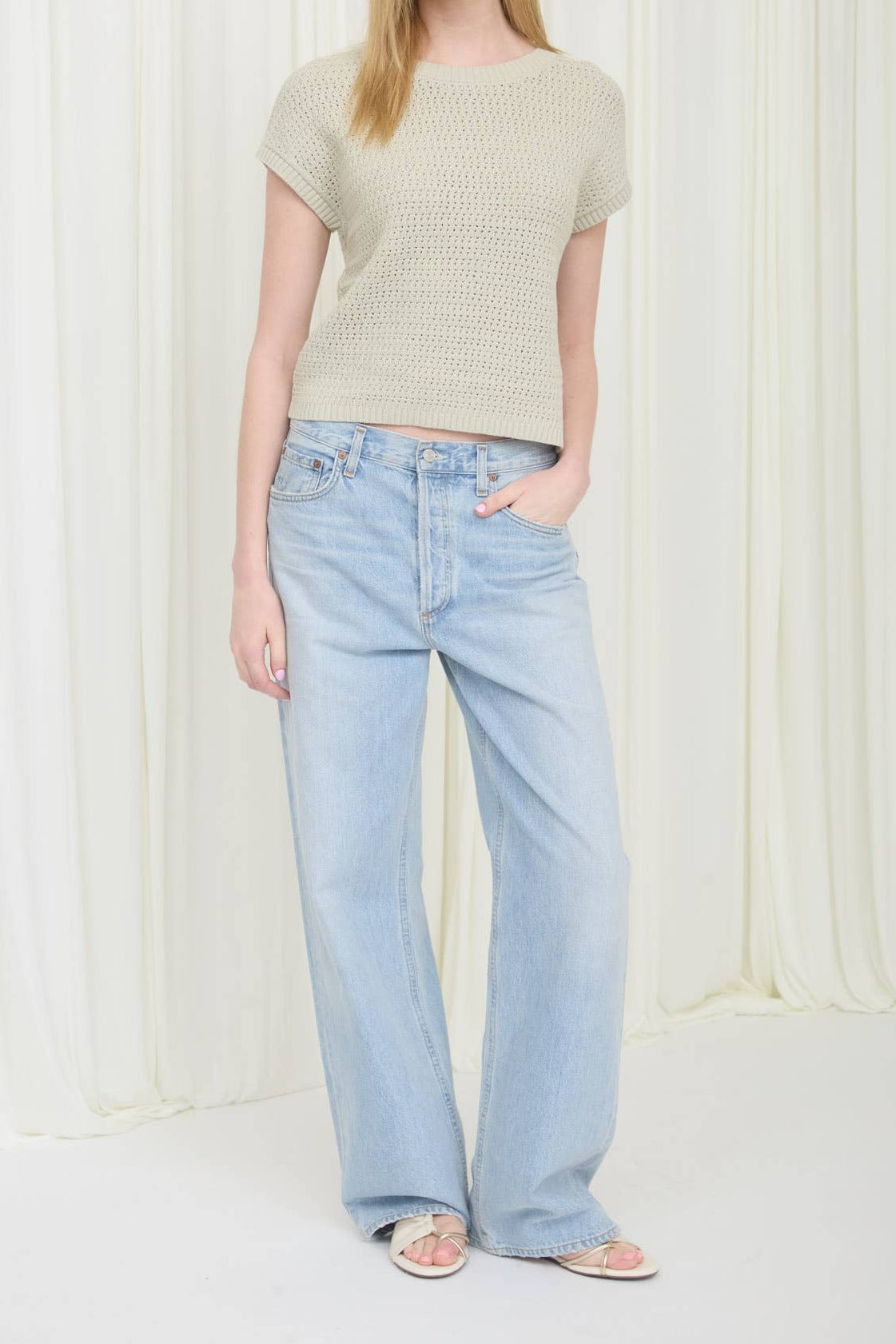 Ginny Light Olive Short Sleeve Sweater