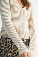 Katie Ribbed Button-Up Cardigan