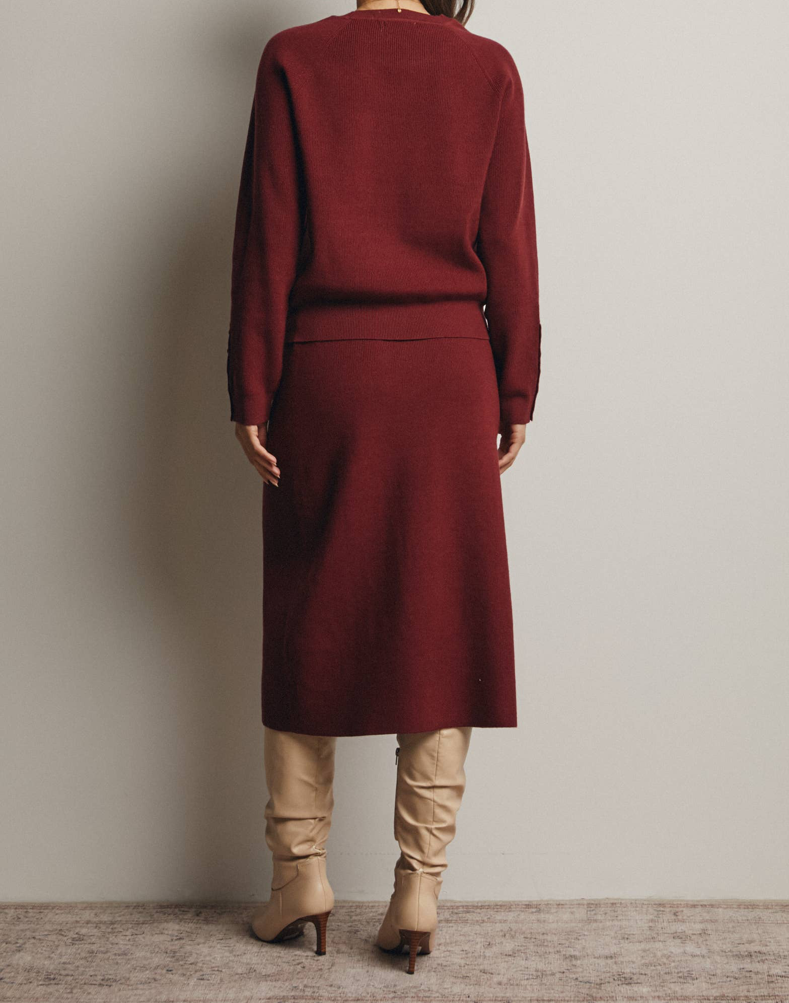 Merlot Sweater & Midi Skirt Set