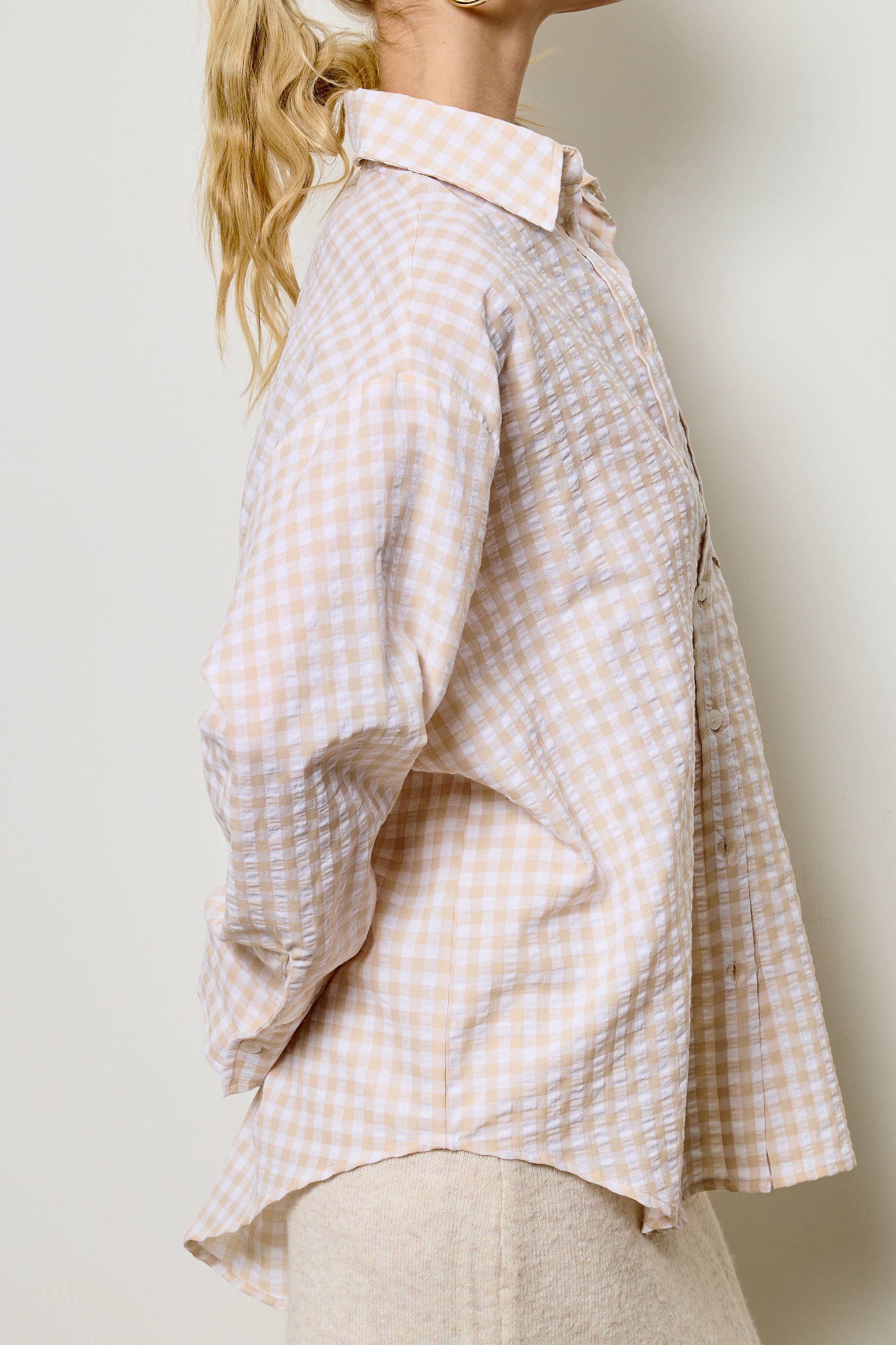 Ottie Oversized Gingham Button Down Shirt