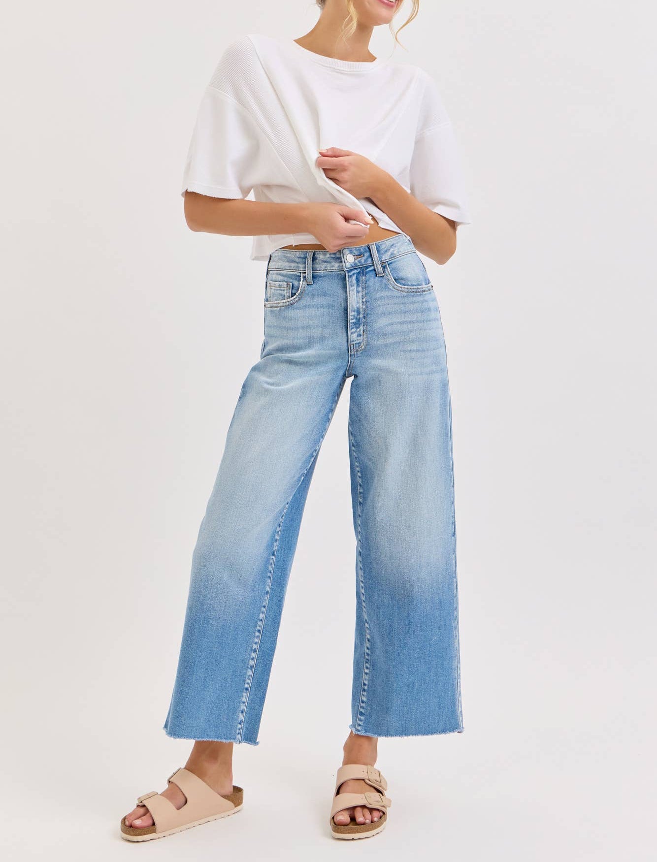 Kendall Crop Wide Leg with Raw Hem