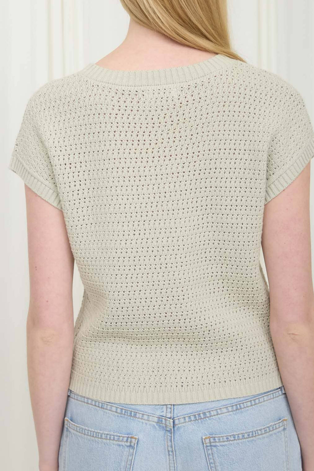 Ginny Light Olive Short Sleeve Sweater