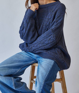 Evan Midnight Blue Cable Sweater