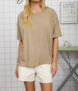 Molly Mocha Exposed Seam Tee