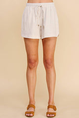 Neutral Stripe Linen Blend Shorts