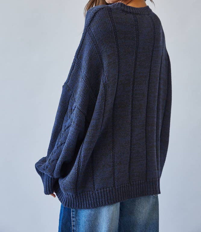 Evan Midnight Blue Cable Sweater