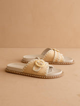The Sunnie Natural Raffia Buckle Slide