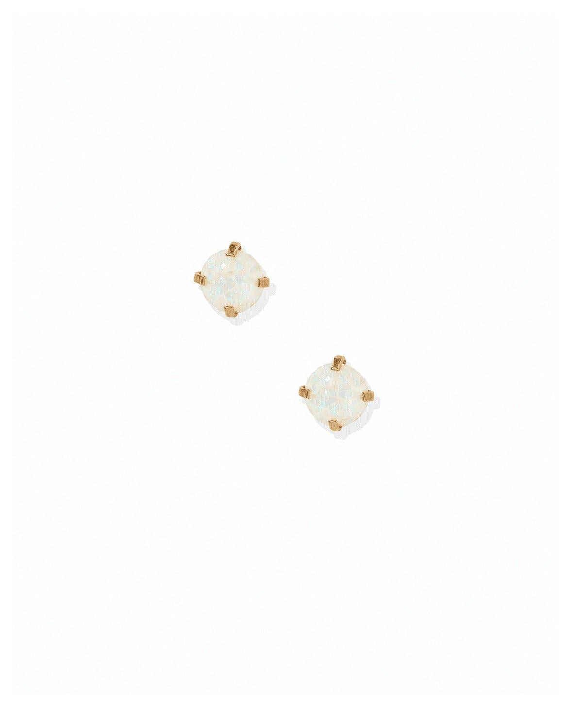 Screwback Stud Earrings - Venus Opal White