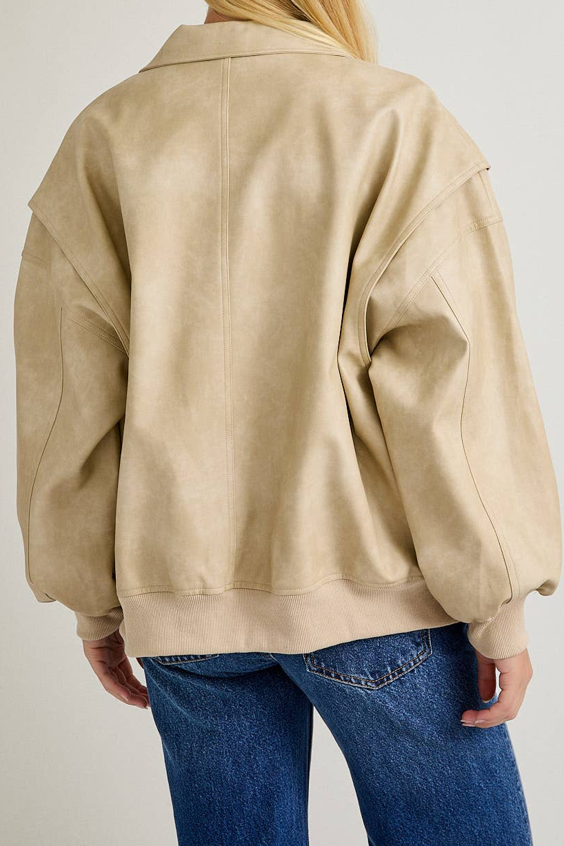 Scott Faux Leather Bomber Jacket