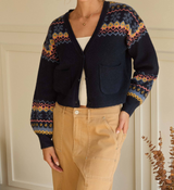 Sarah Navy Multi Knit Cardigan