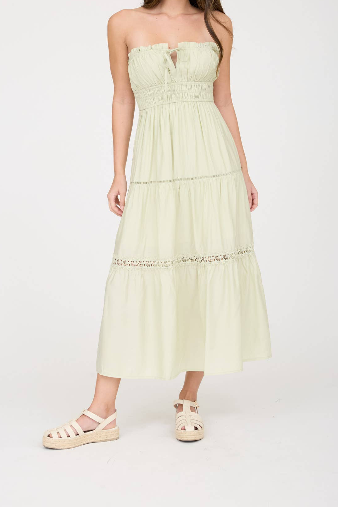 Francine Front Tie Strapless Midi Dress
