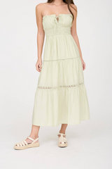 Francine Front Tie Strapless Midi Dress