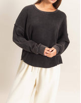 Eva Mineral Wash Waffle Oversized Top