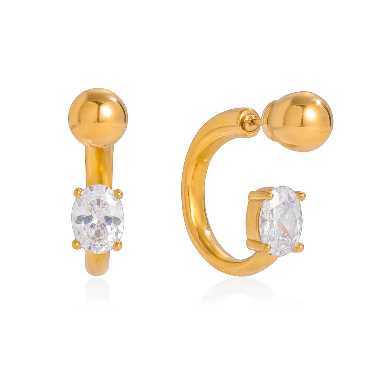 Gold Stud and Oval Earring Waterproof